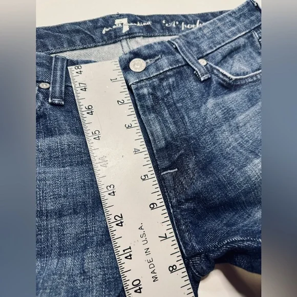 7 For All Mankind Jeans "A" Pocket Bootcut Dark Wash Denim Pink Stitch SZ 28 NEW - Picture 13 of 16